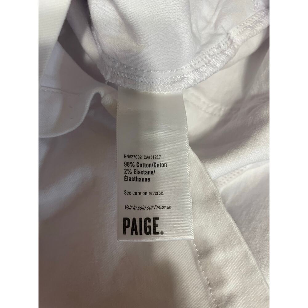 PAIGE Maddy Crisp White Denim Button Up Sleeveless Midi Dress Size 12 Minimalist - Picture 9 of 13